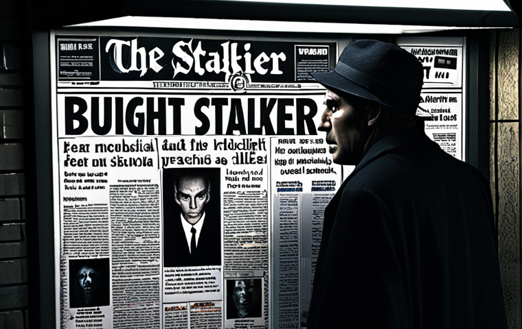 **
> A newspaper stand overflowing with sensational headlines about the Night Stalker, focusing on fear and paranoia. Dark, gothic style, maybe with a flickering streetlight.
**