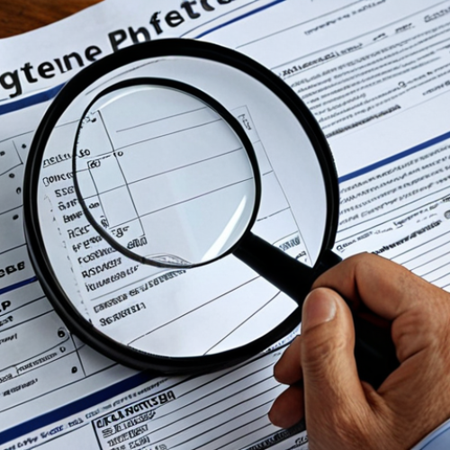 Home 6 **
A skeptical investor examining financial documents with a magnifying glass, highlighting the importance of due diligence. Emphasize the contrast between glossy marketing materials and the detailed analysis of balance sheets. Possibly include subtle warning signs in the background (e.g., a chart with unrealistic returns).
**