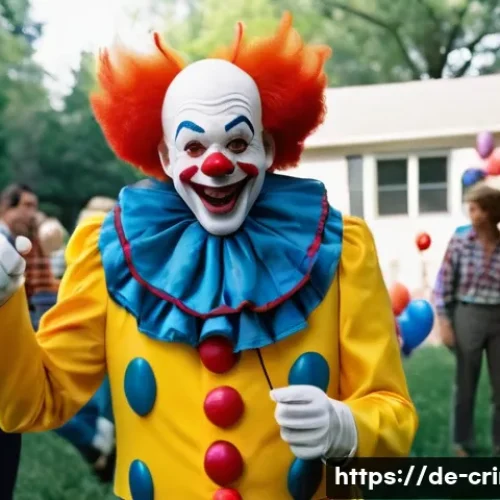 존 웨인 게이시의 피해자들 수법 처벌 과정 - A detailed portrait of a man dressed as a friendly clown named "Pogo," wearing colorful, vintage clo...